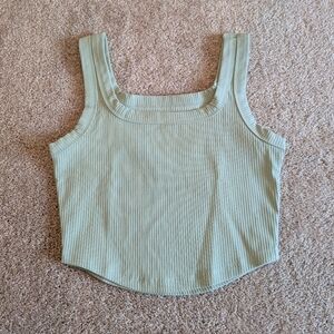 FREE SHIP Madewell Sage Ribbed Cropped Tank Top